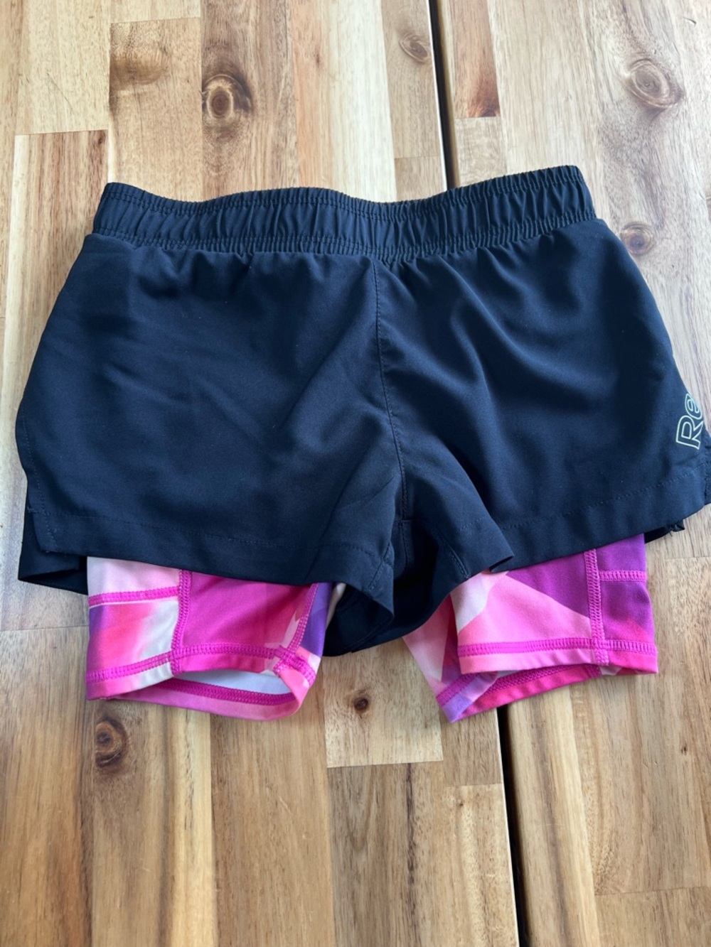 Reebok Girls 6/6X Black Pink 2 in 1 Athletic Shorts Built In Liner